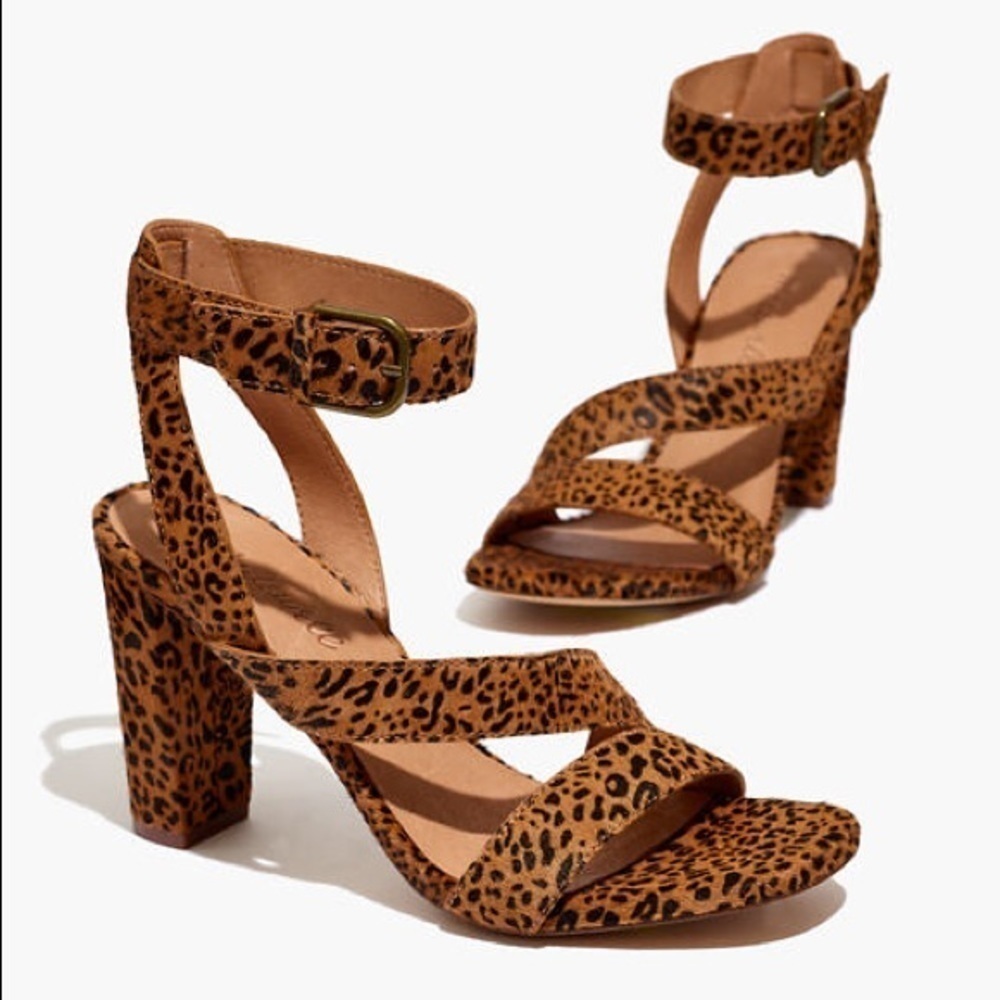 Madewell NIB Liv Sandal Mini Leopard Calf Hair 5